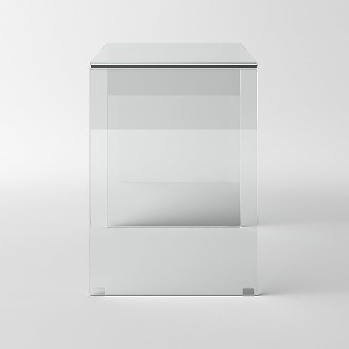 Bent Glass Computer Desk Rectangular Shaped PC Laptop Workstation Table for Home Office, 43.3" L, Clear