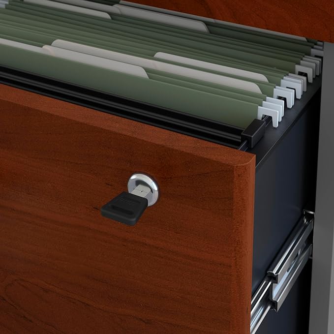 Bush Business Furniture Series C 2 Drawer Lateral File Cabinet, Locking Document Storage for Home or Professional Office, Hansen Cherry