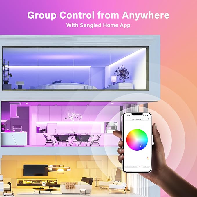 Sengled G2 Wi-Fi Bluetooth Smart Light Bulbs, Smart Bulbs That Work with Alexa & Google Assistant, Color Changing LED Light Bulbs 2000-6500K Dimmable, No Hub Required, 60W Equiv. 800LM CRI>90, 4 Pack