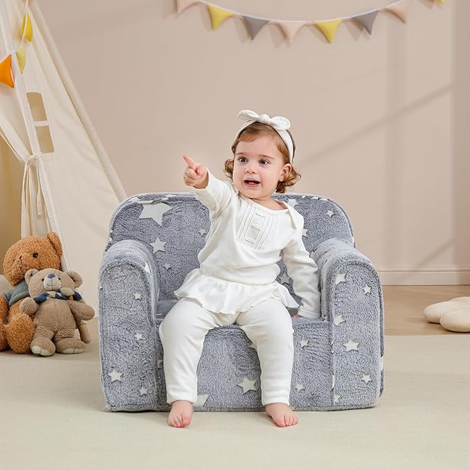 Comfy Toddler Chair Kids Chair,Toddler Foam Chair,Kids Armchair Toddler Couch Baby Kids Sofa Reading Chair with Glow in The Dark(Glow Star)
