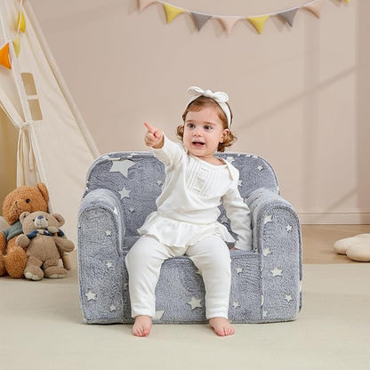 Comfy Toddler Chair Kids Chair,Toddler Foam Chair,Kids Armchair Toddler Couch Baby Kids Sofa Reading Chair with Glow in The Dark(Glow Star)