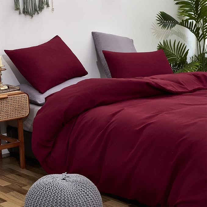 Burgundy Comforter Set King Size Dark Red Bedding Set Pure Burgundy Beddig Soft Durable Quilt Set Women Durable Lightweight Plain Burgundy Blanket Men Breathable Dark Red Bed Comforter Set
