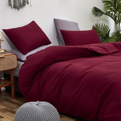 Burgundy Comforter Set King Size Dark Red Bedding Set Pure Burgundy Beddig Soft Durable Quilt Set Women Durable Lightweight Plain Burgundy Blanket Men Breathable Dark Red Bed Comforter Set