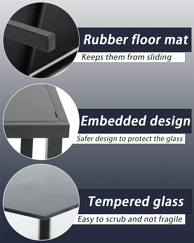 FDW 4 Piece Patio Conversation Sets with Metal Patio Furniture Tempered Glass Tabletop Waterproof Textilene for Outside Backyard Lawn Balcony