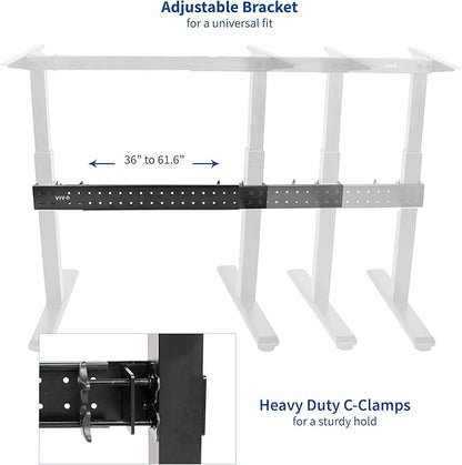 VIVO Black Universal Steel Clamp-on Desk Stabilizer Bar, 36 to 61.6 inch Bracket Support System for Sit to Stand Desk Frames, DESK-STB01B