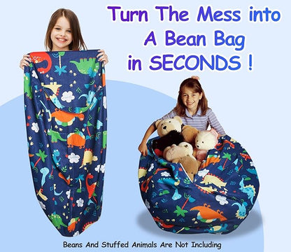 Bean Bag Storage Toddler Kids'Rooms Organizer Giant Beanbag Great Plush Toy Alternative Washable Ultra Soft Cover Dinosaur Plush Toys or Textile Sack Bag Space Save (Without Filling) X-Large