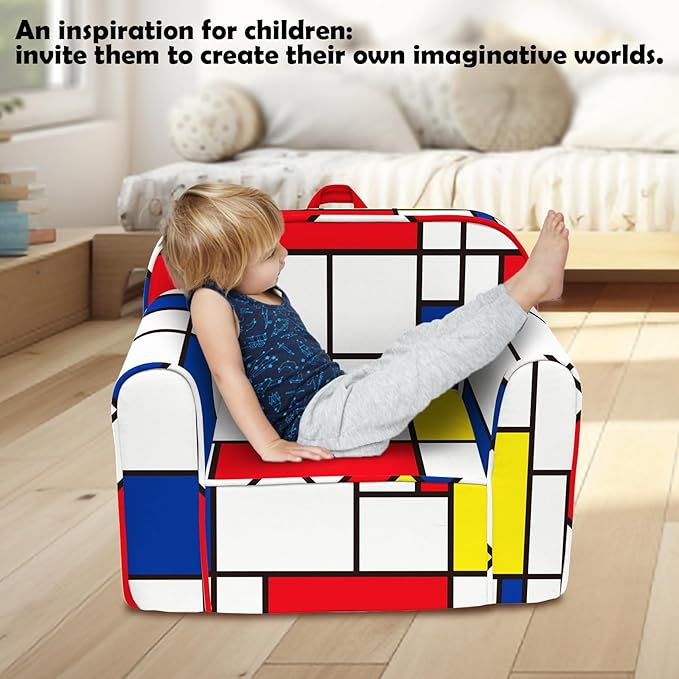 Cuddly Toddler Chair, Kids Snuggly-Soft armchair,Kids Sofa Chair with Washable and Removable Cover,Toddler Foam Chair with Friendly Carrying Handle, Reading Couch for Boys and Girls
