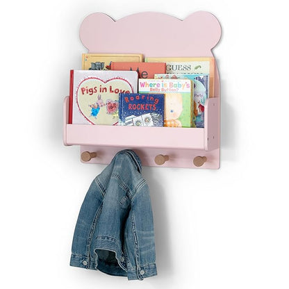 Delta Children babyGap Graham 4-in-1 Convertible Crib with Storage Drawer + Brannan Bear Bookcase with Bins + Brannan Bear Wall Shelf with 4 Hooks, Blush Pink/Dark Pink (Bundle)