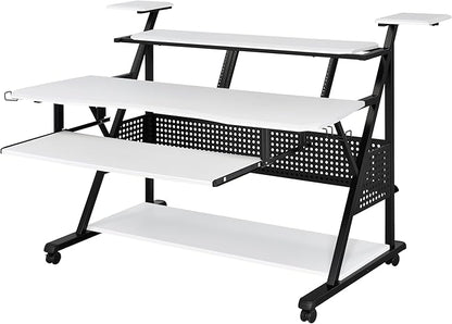 NicBex Laik-DW-00055-DX Desks, 67" W x 38" D x 42" H, White+Black