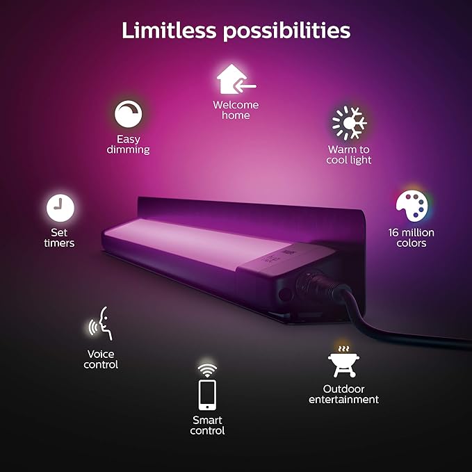 Philips Hue Amarant Outdoor Smart Light Bar, Black - 20W, White and Color Ambiance LED Light - 1 Pack - Requires Hue Bridge and Outdoor Power Supply - Control with Hue App and Voice - Weatherproof