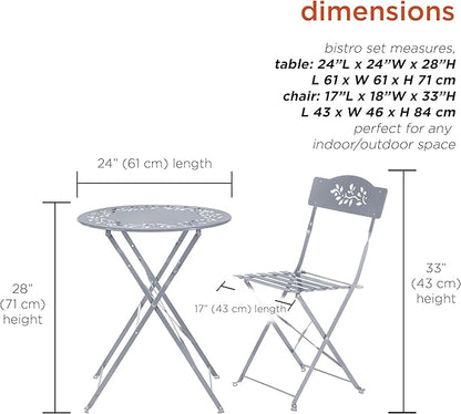 Alpine Corporation Folding Table and Chairs Patio Seating, Gray