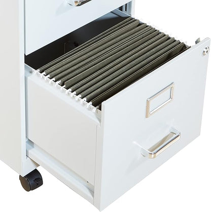 OSP Home Furnishings 2 Drawer Mobile Locking Metal File Cabinet, Grey
