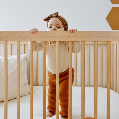 dadada Baby Soho 3-in-1 Convertible Crib to Toddler Bed – Wooden Crib Made in Italy, GREENGUARD Gold Certified Small Baby Crib – Baby-Safe Finish, Modern Design (Natural)