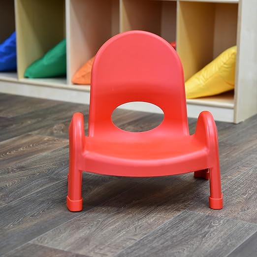 Children's Factory Angeles Value Stack Kids Chair, Preschool/Homeschool/Daycare Furniture, Flexible Seating Classroom Furniture for Toddlers, Red, 5" (AB7705PR)