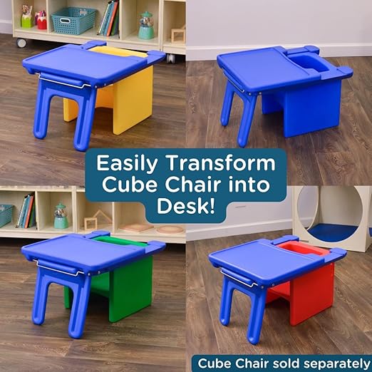 Children's Factory Edutray Kids Desk | Converts Cube Chair to Childrens Desk | Space-Saving Toddlers Desk Chair Converter | Homeschool & Classroom Study Desk for Kids | Safe, Durable, & Easy to Clean