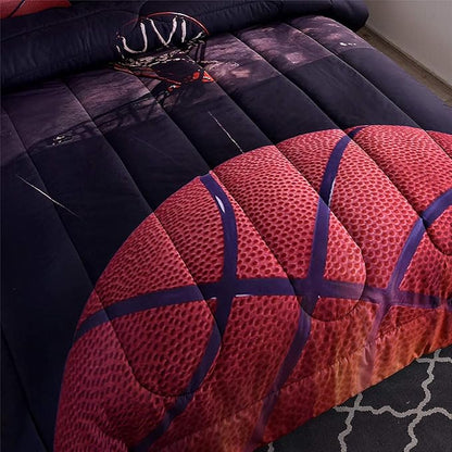 Btargot Basketball Comforter Sets Full for Boys Teens,3D Sports Basketball Bedding,Soft Microfiber Reversible Quilt with 3 Matching Pillow Shams