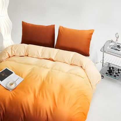 Wellboo Orange Gradient Comforter Sets King Yellow and Orange Velvet Bedding Comforters Women Modern Plain Orange Brown Flannel Quilts Farmhouse Abstract Art Orange Plush Blanket Winter Fuzzy Bed