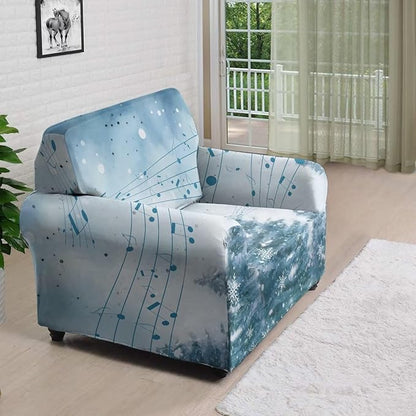FKELYI Blue Christmas Tree Easy Going Stretch Sofa Slipcover Snow Sofa Couch Cover with Elastic Bottom Stretch Sofa Slipcovers S
