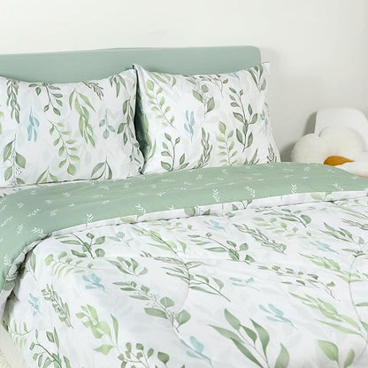DILIMI King Size Comforter Set, 3 Pieces King Comforter Set, Reversible Green Comforter King, Ultra Soft and Fluffy Bedding Comforter Sets with Comforter, 2 Pillowcase