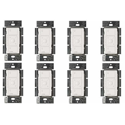 Lutron Caseta Original Smart Dimmer Switch ELV+ (Lutron Hub Required), 250W LED, Single-Pole/3-Way, Neutral Required, PD-5NE-WH 8-PACK, White, 8 Pack