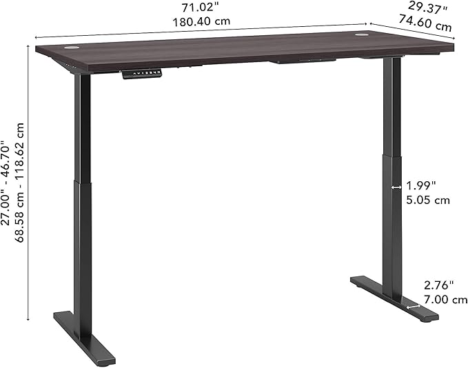 Bush Business Furniture Move 60 Electric Ergonomic Sit-Stand Computer Table for Home and Professional Office, 72W x 30D, Storm Gray