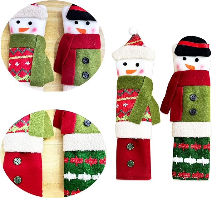 3 Piece Set Christmas Snowman Refrigerator Door Handle Covers Appliance Handle Covers Christmas Decorations Fits Standard Size Kitchen Refrigerator Microwave Oven Or Dishwasher