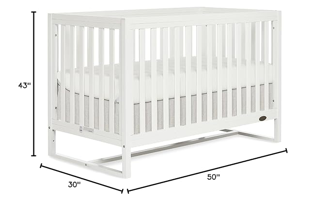 Arlo 5-in-1 Convertible Crib in White, JPMA Certified, 3 Mattress Height Settings, Non-Toxic Finish, Made of Sustainable and Sturdy Pinewood