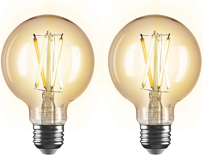 Geeni Smart Light Bulb - Alexa and Google Home Compatible, Amber LED Programmable and Dimmable WiFi Light Bulb, App Controlled (G25-2 Pack)