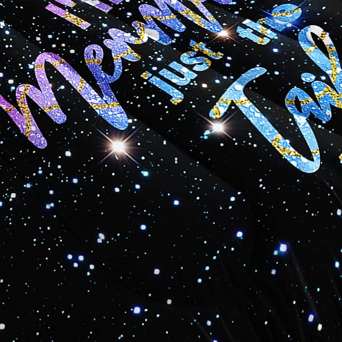 Datura home Bedding Comforter Set Black Starry Sky Mermaid Printed Pattern Quilt with 1 and 2 Pillowcases for Girls Bedroom All Season(Black Twin) Twin 68x86inches