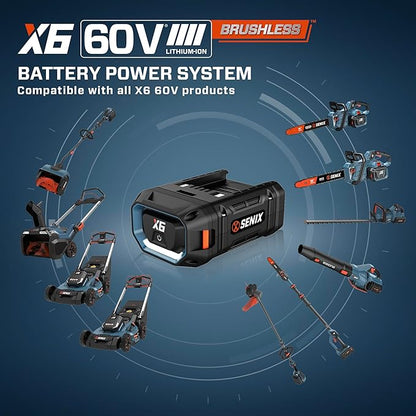 SENIX X6 60 Volt Max* Handheld Cordless Leaf Blower, Up to 810 CFM and 170 MPH, Variable Speed, Cruise Control, Lightweight, includes 4.0 Ah Battery and 3 Amp Charger (BLAX6-M1)