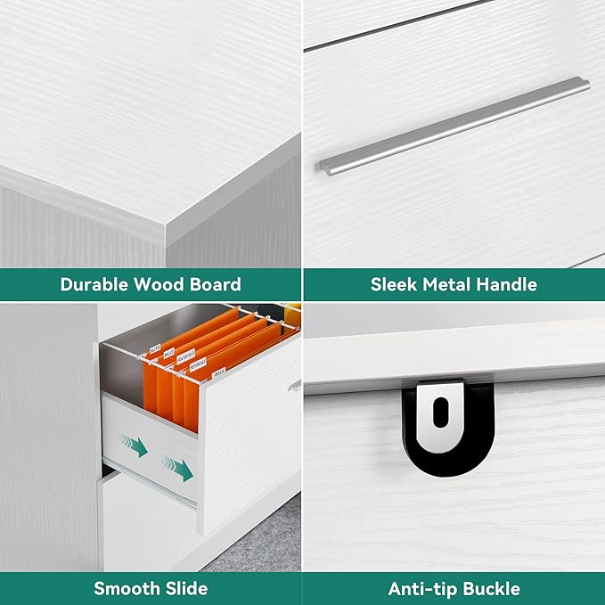 YITAHOME 4 Drawer Lateral Filing Cabinet,Dressers & Chests of Drawers for Bedroom,Printer Stand Vertical Storage Cabinet Fits Letter, A4, Legal Size for Home Office Organization, White