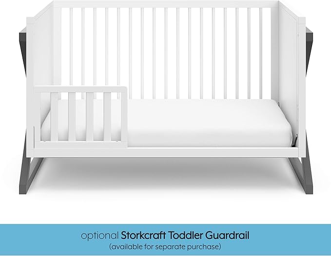 Storkcraft Equinox 3-in-1 Convertible Crib (Gray) – Easily Converts to Toddler Bed and Daybed, 3-Position Adjustable Mattress Support Base, Modern Two-Tone Design for Contemporary Nursery