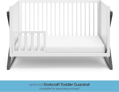 Storkcraft Equinox 3-in-1 Convertible Crib (Gray) – Easily Converts to Toddler Bed and Daybed, 3-Position Adjustable Mattress Support Base, Modern Two-Tone Design for Contemporary Nursery