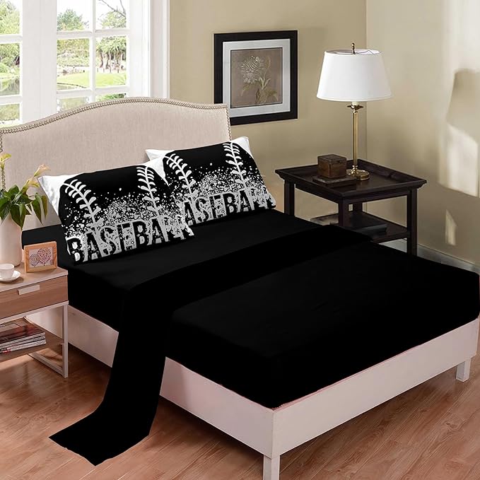 Bodhi Bed in A Bag for Kids Boys,Kids Bedding Comforter Sheet Set,Twin Size Baseball Comforter Set,Kids Sports Baseball Bedding Set 5 PCS.(1 Comforter,1 Flat Sheet,1 Fitted Sheet,2 Pillowcases)