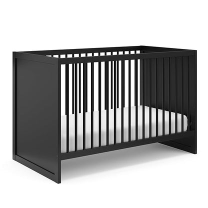Storkcraft Calabasas 3-in-1 Convertible Crib (Black) – GREENGUARD Gold Certified, Fits Standard Crib Mattress, Converts to Toddler Bed, Modern Style, Easy 30-Minute Assembly