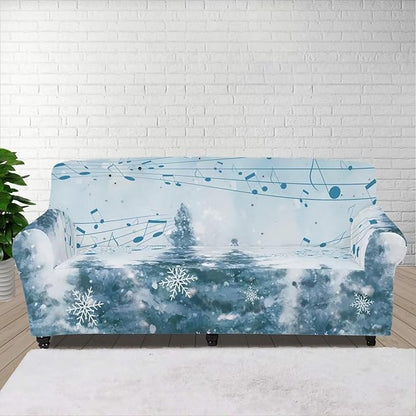 FKELYI Blue Christmas Tree Easy Going Stretch Sofa Slipcover Snow Sofa Couch Cover with Elastic Bottom Stretch Sofa Slipcovers XL
