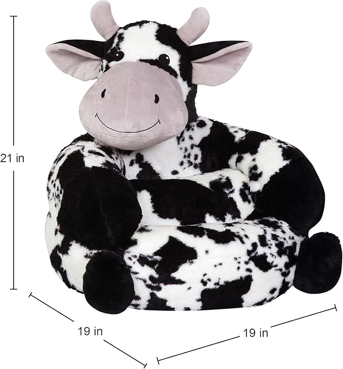 Trend Lab Cow Toddler Chair Plush Character Kids Chair Comfy Furniture Pillow Chair for Boys and Girls, 21 x 19 x 19 inches