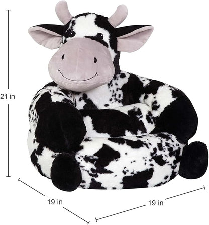 Trend Lab Cow Toddler Chair Plush Character Kids Chair Comfy Furniture Pillow Chair for Boys and Girls, 21 x 19 x 19 inches