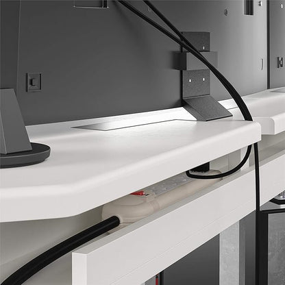 Quest Gaming Desk with CPU Stand, White