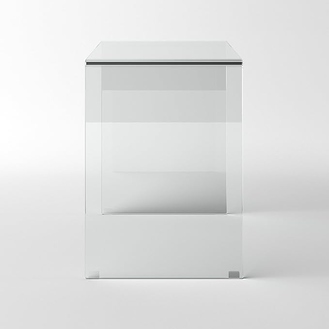 Bent Glass Computer Desk Rectangular Shaped PC Laptop Workstation Table for Home Office, 43.3" L, Clear