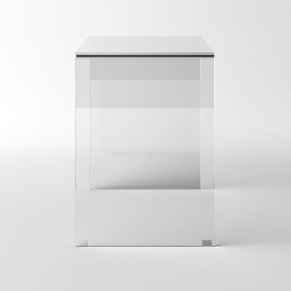 Bent Glass Computer Desk Rectangular Shaped PC Laptop Workstation Table for Home Office, 43.3" L, Clear