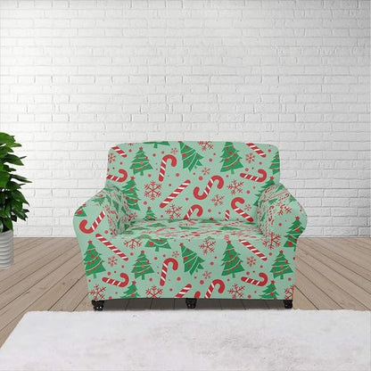 FKELYI Green Christmas Tree Sofa Slipcover Comfortable Sofa Couch Cover with Elastic Bottom Stretch Furniture Protector for Indoor S