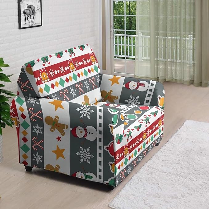 FKELYI Christmas Sofa Furniture Protector for Indoor Easy Going Stretch Sofa Slipcover Non-Slip Sofa Slicpovers Washable Sofa Couch Cover S
