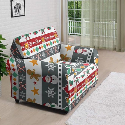 FKELYI Christmas Sofa Furniture Protector for Indoor Easy Going Stretch Sofa Slipcover Non-Slip Sofa Slicpovers Washable Sofa Couch Cover S
