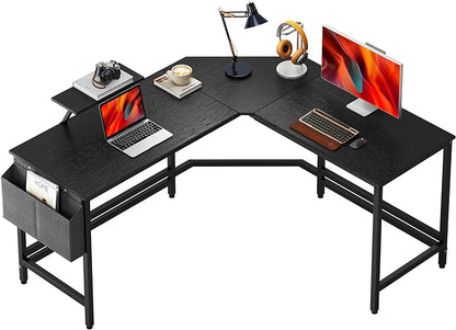 DlandHome L-Shaped Computer Desk 59 inches x 47.2 inches, Composite Wood and Metal, Home Office PC Laptop Study Workstation Corner Table with CPU Stand, CZYF-LD-1