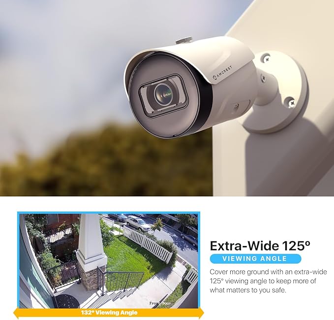 Amcrest 4K (8MP) IP POE Camera, UltraHD Outdoor Bullet, 3840x2160, 98ft NightVision, 125° FOV, IP67, MicroSD (256GB), Human & Vehicle Detection, Tripwire & Intrusion, (IP8M-2496EW-AI-V3)