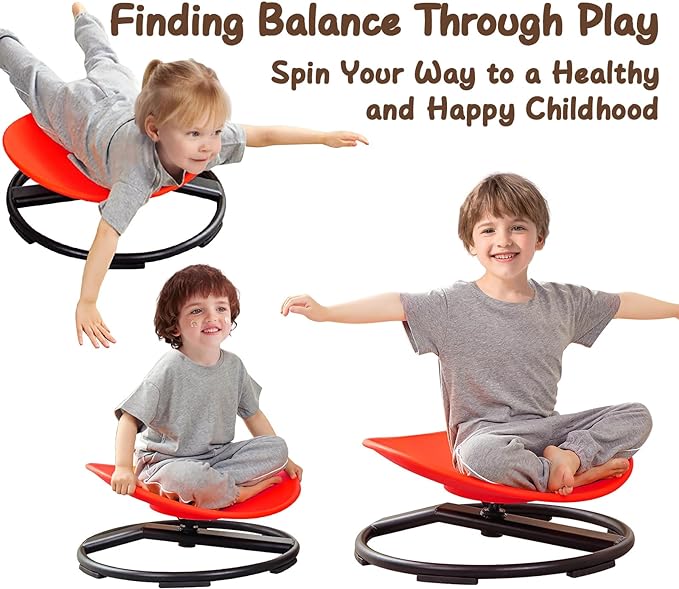 Kids Sensory Chair for Autism Kids Swivel Chair, Sensory Spin Chair Seat Improve Physical Coordination Wobble Chair for Kids Sit and Spin Relief of Motion Sickness