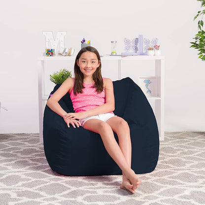 Posh Creations Structured Comfy Bean Bag Chair for Gaming, Reading, & Watching TV, Coronado Chair, Microsuede - Navy, Microsuede - Navy Blue