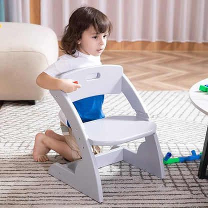 HOUCHCIS Toddler Chair, Wooden Toddler Chair for Kids, Adjustable Kids Chairs for Toddlers, Toddler Chairs and Small Chair, Kids Chair (Grey)