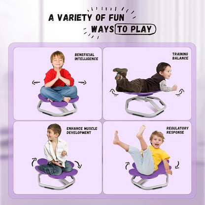 Kids Swivel Chair, Seat and Spinning Chair, Body Coordination Training Chair, Purple Petal Non Slip Sensory Toys 360° Spinning Chair for Autistic Kids Aged 3+, Improving Toddler's Physical Fitness